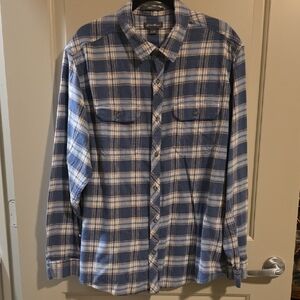 Eddie Bauer Blue and White Plaid Casual Shirt